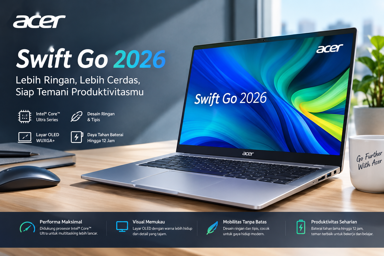 Tipis Makin Gahar! Acer Swift Go 2026 Bawa Performa AI